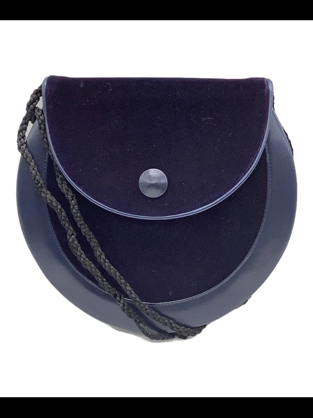 Yves Saint Laurent Dark Navy Crescent Suede & Leather Crossbody